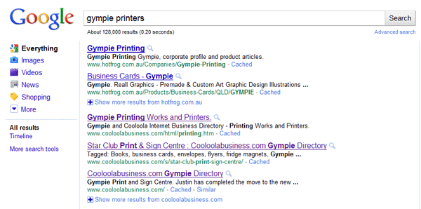 Google Gympie Printers.